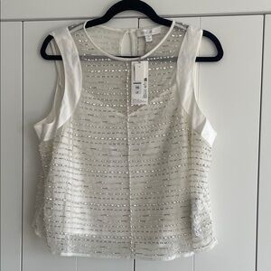 Sienna Miller for M&S Elegant White Sleeveless Blouse with Sequins uk 16